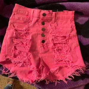 Neon Pink women’s jean shorts
